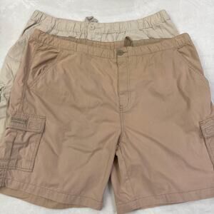 Lot 2 Magellan Sportswear Men’s XXL Cargo Shorts Khaki Tan Expandable Waist